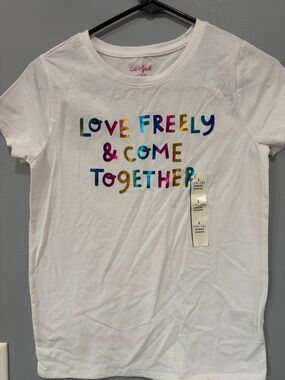 NWT White 'Love Freely & Come Together' Graphic Pride Tee